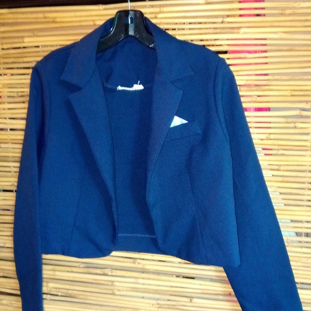 Beautiful S Navy Bolero Jacket Striped Hankie